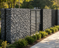 Valla de Aluminio con Rejillas, Recubierta de Polvo, Soldada, con Malla de Piedra, Pantalla de Privacidad para Jardín, Valla de Límite para Paisajes Residenciales