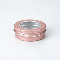 Pot rond en aluminium or rose de 40 ml avec couvercle transparent, boîte de rangement pour crème pour le visage, boîte en métal