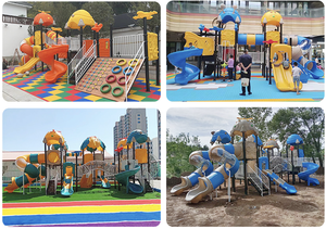 ชุดสไลเดอร์และชิงช้ากลางแจ้งสำหรับเด็ก ทำจากเหล็กและพลาสติก พร้อมวัสดุ PE และ LLDPE สำหรับสนามเด็กเล่นในสวนและโรงเรียนอนุบาล - Product Image 6