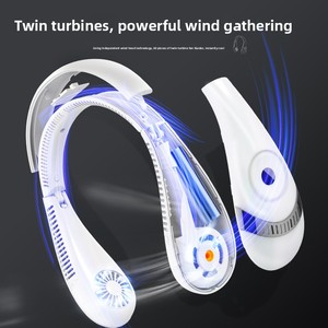 <span class=keywords><strong>Ventilateur</strong></span> portable USB en plastique à porter autour du cou, style paresseux, avec affichage numérique, pliable, silencieux, sans pales, pour extérieur, batterie longue durée - Product Image 2