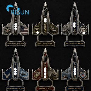 Décapsuleur personnalisé en forme de pièce de monnaie commémorative pour veteran de l'aviation (USN, USMC, USAF) - Product Image 5