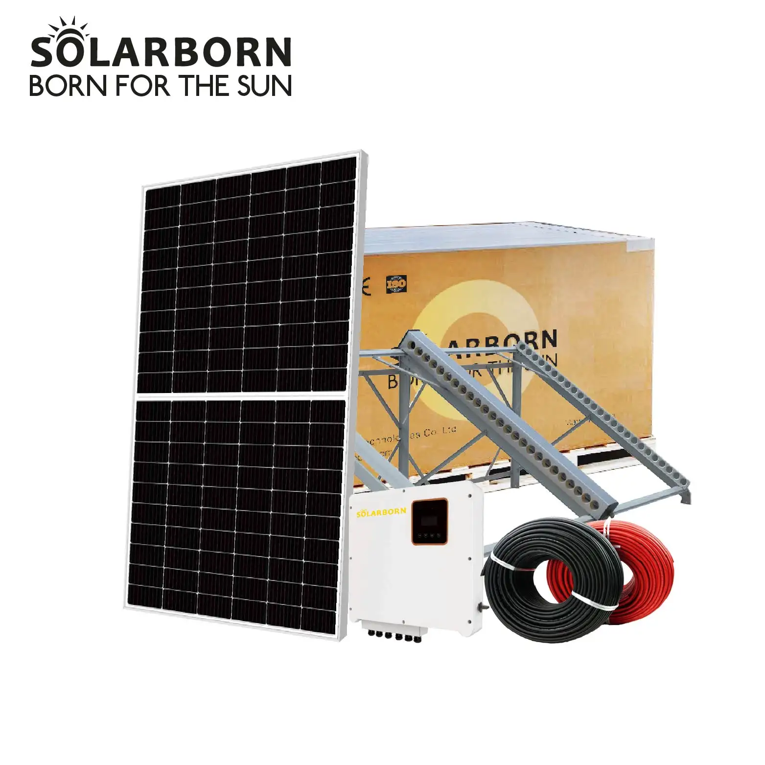 Solarborn meilleure durée de vie 5kw 6-10kw kit d'alimentation de panneau complet sur réseau système d'énergie solaire pour la maison
