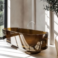 Baignoire ovale autoportante moderne en pierre artificielle transparente écologique, pour bain profond, ultra-claire, pour salle de bain intérieure - Offre Spéciale