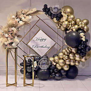Arco Decorativo de Metal Blanco/Dorado, Duradero, para Decoración de Fondo, Arco de Globos para Boda, Arco de Flores Artificiales para Ceremonia - Product Image 1