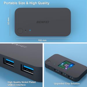 Conmutador USB <span class=keywords><strong>BENFEI</strong></span> 2 en 4, Admite una Velocidad de Transferencia de Datos de hasta 5 Gbps, con 3 Puertos USB 3.0 y 1 Puerto USB-C - Product Image 6