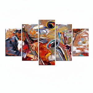 Jazz Music Art Deco Canvas Print Set Saxophone <b>Cello</b> Trumpet Panel Artwork SET of 5 Hanging Wall Decor - Product Image 2