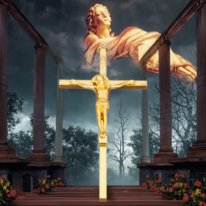 Croix murale orthodoxe plaquée or, design complexe, crucifix en métal durable, décoration religieuse sacrée pour la maison, figurine pour les croyants - Product Image 3