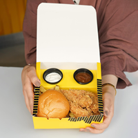 Envases Biodegradables para Comida Rápida, Caja para Llevar, Caja para Hamburguesas, Caja para Alitas de Pollo con Salsa