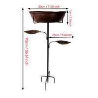 Mangeoire et abreuvoir pour oiseaux en fer, autoportants, pour l'extérieur, avec bols amovibles en forme de feuille, diamètre 30 cm, design moderne et minimaliste pour le jardin