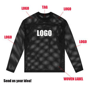 T-shirts de football et de hockey en maille large 100% polyester entièrement personnalisés, à séchage rapide, manches longues, style streetwear, maillot de sport pour hommes - Product Image 2