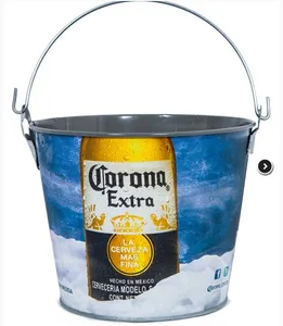 ขายส่งโลโก้ที่กำหนดเองพิมพ์5L โลหะชุบสังกะสีเบียร์เครื่องดื่ม Corona ถังน้ำแข็ง