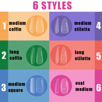 FZANEST 500 pièces DIY – Capsules d'ongles transparentes mates courtes en forme de cercueil pour extension complète à domicile, gain de temps, en acrylique naturel