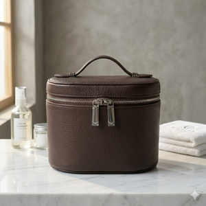 Grey Littch Pattern PU Leather Eco-Friendly Water Resistant <b>Makeup</b> Bag Cylindrical Travel for <b>Case</b> Large Capacity Cosmetic - Product Image 5