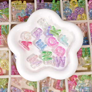 Perles acryliques colorées, 26 lettres anglaises, perles à trou droit, grand trou, perles en vrac, accessoires de bijoux DIY, tissage de bracelet - Product Image 5