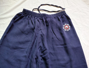 <span class=keywords><strong>Lino</strong></span> Unisex tinta unita blu navy in morbido cotone <span class=keywords><strong>con</strong></span> aperture per le gambe in vita elastica e <span class=keywords><strong>pantaloni</strong></span> Taji kungfu <span class=keywords><strong>con</strong></span> coulisse - Product Image 6