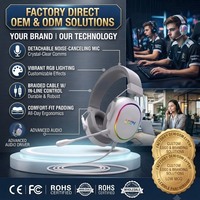 Casque de jeu sans fil OEM ODM avec son surround 7.1, réduction de bruit active (ANC), éclairage RGB, design métallique et revêtement en cuir