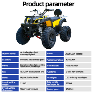JUNCHI Cuatrimoto Todoterreno de 200cc, ATV Quad con Transmisión Automática de Cadena, Construcción Metálica, Certificación <span class=keywords><strong>EEC</strong></span> - Product Image 2