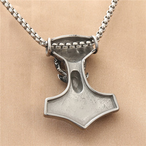 Thor's Hammer Ram Head Pendant <b>Tungsten</b> Men's Necklace Retro Animal Design Everyday Wear 190133 - Product Image 2