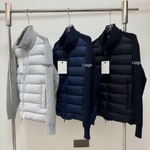 Veste matelassée en coton pour homme à manches crochetées, col montant, fermeture éclair, style streetwear d'hiver, coupe-vent, décontractée, 3 couleurs disponibles - Product Image 1