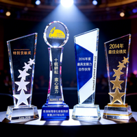 Trophée, Médaille et Plaque Personnalisés en Cristal Transparent Gravé pour Sports et Mariages
