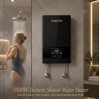 Chauffe-eau instantané mural noir 5500W avec écran tactile numérique, protection ELCB anti-choc, sans réservoir, pour salle de bain