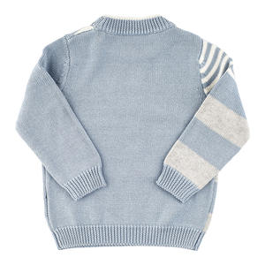<span class=keywords><strong>Pull</strong></span> à manches longues pour garçons, chandail rayé en tricot, <span class=keywords><strong>col</strong></span> ras du cou, Vintage et décontracté, à la mode, couleur bloc - Product Image 4