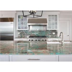 Bancada de granito natural para cozinha, decoração de casa, brasil, verde, quartzo