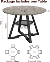 Table à manger ronde en bois pour 4-6 personnes Base de piédestal peu encombrante Table de cuisine et de salle à manger
