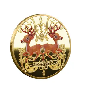 Wholesale Custom Metal Commemorative Coins China Custom Zinc Alloy Die Cast Cartoon Metal Challenge Coins 2 Deer