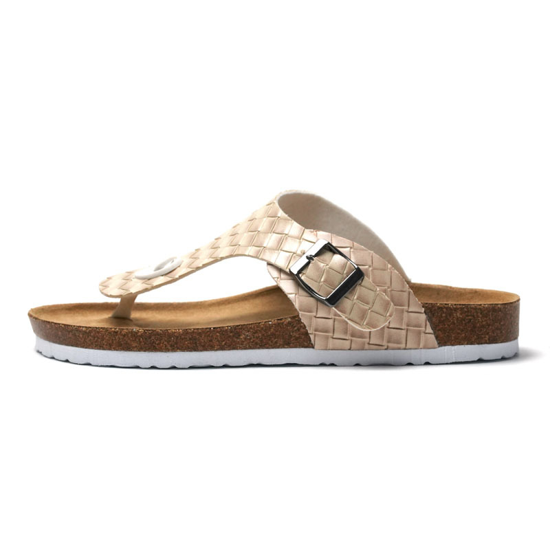 Fashion EVA Genuine Leather Slide Shoes Summer Sandals Buckle Non-slip Flat Cork Slippers