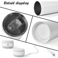Tumbler Speaker Nirkabel 20oz Bentuk Lurus, Tumbler Speaker Lapisan Bubuk Baja Tahan Karat, Mug Air Warna Campuran
