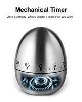 Minuteur à œufs mécanique en acier inoxydable de 60 minutes, sans piles, pour la cuisson des œufs, des pâtes, le thé, le barbecue, le café, utilisation sur le bureau