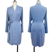 Peignoir Kimono Confortable et Doux en Modal Tricoté 230 g/m² à Col en V Uni, Respirant, Très Extensible, à Manches Longues, Robe de Chambre pour Femme