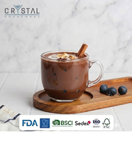Mug à café en verre transparent CRYSTAL 450 ml (16 oz) avec poignée, grande capacité, pour boissons froides, latte, lait, en verre sodalime blanc de haute qualité