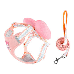 새로운 디자인의 럭셔리 스타일 리본 강아지 하네스 목줄 세트, 여름철 야외 산책을 위한 통기성 좋은 고양이 하네스, 애완동물 하네스 재고 보유 - Product Image 1