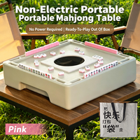 Table de Mahjong portable sans alimentation, avec mélangeur manuel, jeu de Mahjong chinois 144 pièces pour pique-nique, camping et divertissement