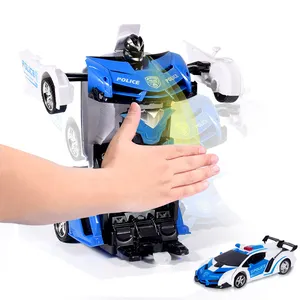 Nieuwe 1:18 Kinderen Speelgoed 2.4G Inductie Vervorming Rc Auto Air Gebaar Hand Sensor Controle Transformeren Robot Afstandsbediening Politie auto