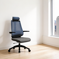 Chaise de bureau ergonomique à dossier haut en maille, avec appui-tête et accoudoirs réglables, vente directe d'usine, style moderne