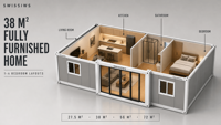 Nouvelle conception de maison conteneur extensible 20ft 30ft 40ft, maison préfabriquée modulaire moderne avec grandes fenêtres en verre, bureau de style ferme
