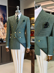 Trajes de Pantalón para Hombre a Medida, Corte Entallado, Doble Botonadura, 100% Algodón, Estilo Americano/Británico, Esmoquin para Bodas, Novios, Negocios, Fiestas, Graduaciones - Product Image 5