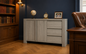 <span class=keywords><strong>Aparador</strong></span> Grande de <span class=keywords><strong>Roble</strong></span> <span class=keywords><strong>Blanco</strong></span> <span class=keywords><strong>y</strong></span> Gris Natural para Sala de Estar o Dormitorio Estilo Escandinavo - Product Image 6