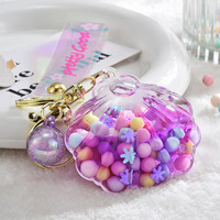 Porte-clés BSBH Fashion, mignon, en acrylique, découpé, design, pendentif pour sac, huile liquide à effet sable mouvant, perle colorée flottante, coquille, porte-clés pour voitures