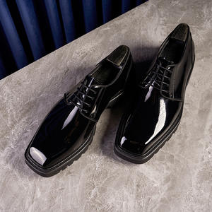 Nouvelles chaussures Derby pour hommes en cuir véritable, bout carré, semelle épaisse, élégantes et décontractées pour le travail - Product Image 1