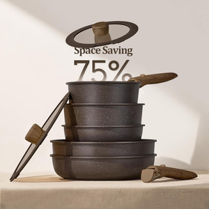 Ceramic <b>Cookware</b> <b>Set</b> 17 Piece Non Stick Detachable Handle Space Saving Kitchen Cooking <b>Set</b> - Product Image 1