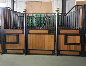 Horses Steel Infilled Bamboo Wood Horse Stall Boxes With Hinged Doors