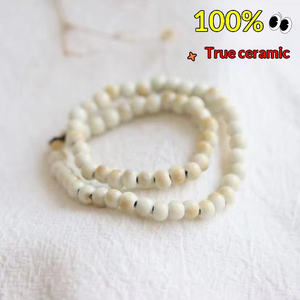Bracciale in Ceramica Jingdezhen Resistente alle Alte Temperature con Doppio Cerchio e Perline, Nuovo Stile Cinese Etnico Artistico per Studenti, Coppie e Migliori Amici - Product Image 3