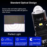 Faros LED Sunshiny Y3 Pro H4 Mini con Lente, Bombilla LED de Alta Potencia con Enfriamiento, Proyector Láser para Auto, H1 H7 H11 9005 Hb3