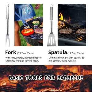 Set di 7 Utensili per <span class=keywords><strong>Barbecue</strong></span> <span class=keywords><strong>in</strong></span> <span class=keywords><strong>Acciaio</strong></span> <span class=keywords><strong>Inox</strong></span> con Spatola, Pinze e Spiedini Resistenti al Calore da 1,5 mm di Spessore per <span class=keywords><strong>Barbecue</strong></span> all'Aperto - Product Image 4