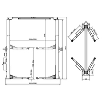 Pont élévateur automobile à deux colonnes certifié CE, 4,5 tonnes, hydraulique/électrique, plancher libre, bras asymétriques 45 pour une ouverture facile des portes