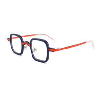 Gafas Ópticas Unisex Ligeras con Montura Gruesa de Metal y Patillas de Contraste de Color, Estilo Geométrico Vintage Japonés